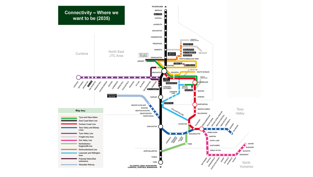 Connectivity Plan map from North East Transport Plan | Transport North East